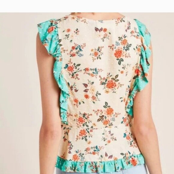 Farm Rio Floral Ruffle Blouse Large - Picture 7 of 8